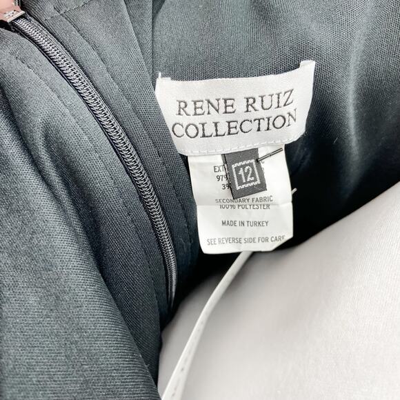 Rene Ruiz Dress Sz 12 Black Sequin Gown Formal Off The Shoulder Metallic Evening - Picture 4 of 13